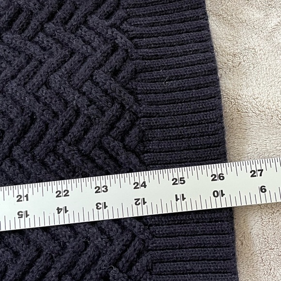 Talbots Navy Cable Knit Cardigan Sweater Chunky Oblong Wooden Buttons S - Picture 14 of 14